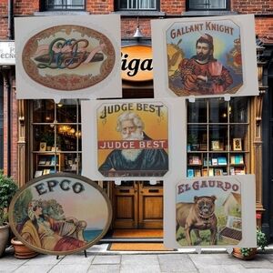 Vintage Cigar Box Label Decal Collection Set Of 5
